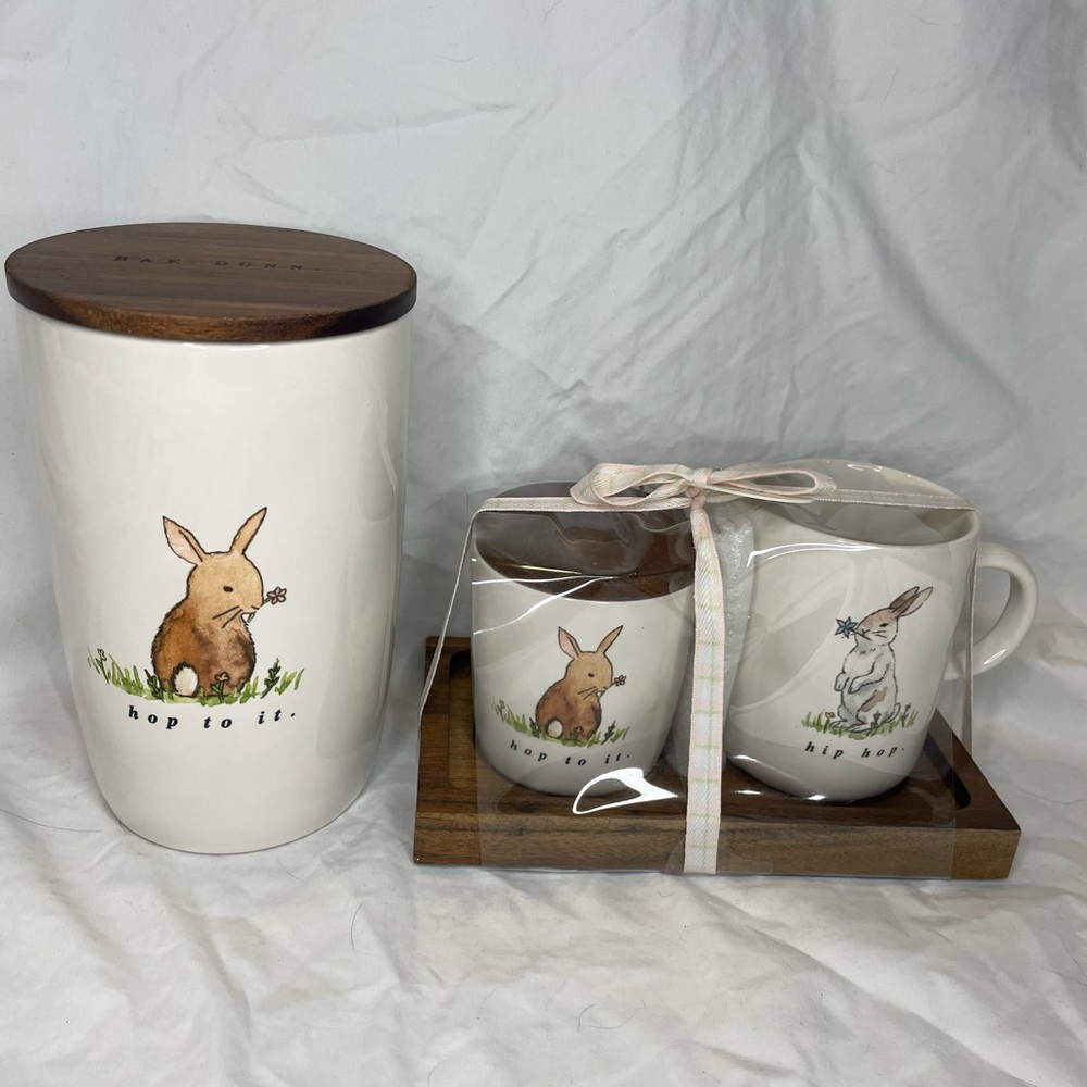 Rae Dunn Spring Easter Bunny 3 pc Serving Set NWT